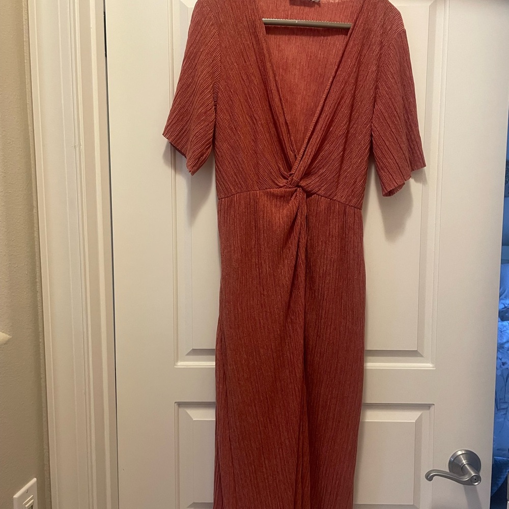All in Favor Terracotta Midi Dress